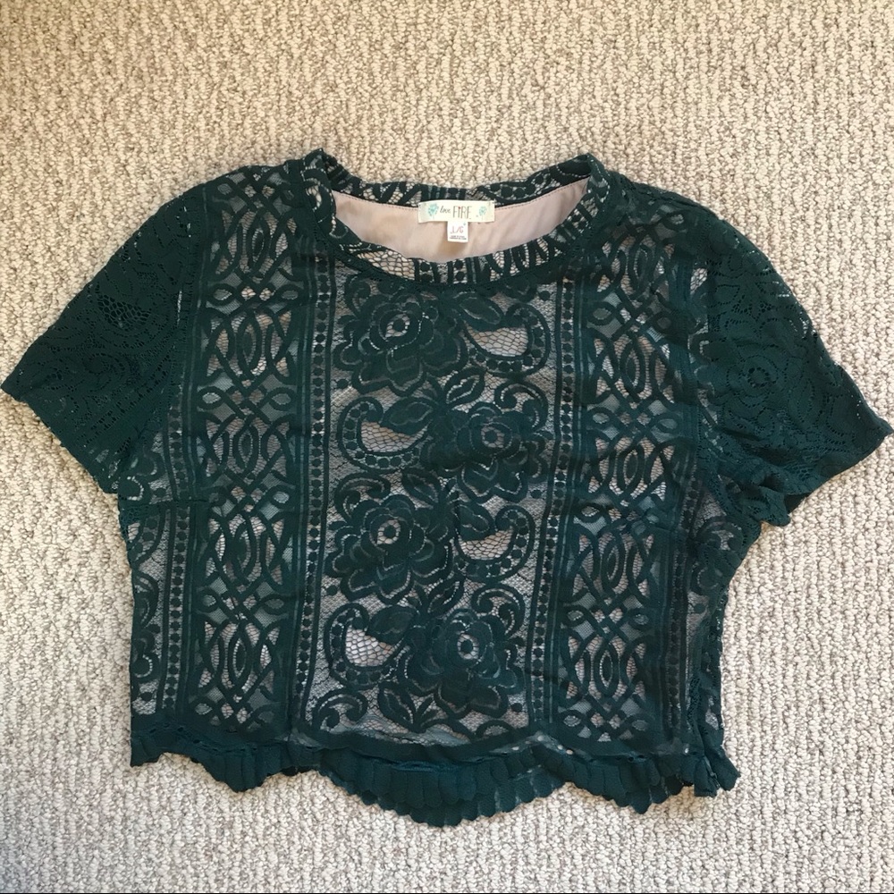 Lacy Green Crop Top from Love, Fire